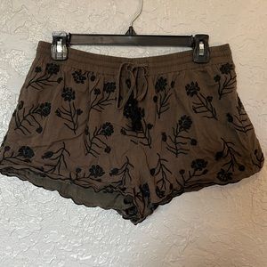 Forever 21 Army Green Floral Shorts